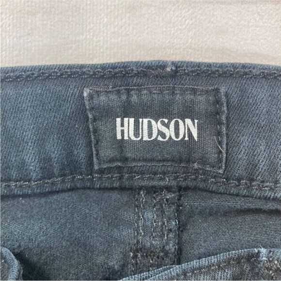 Hudson Black High Rise Stretch Raw Hem Edge Skinny Jeans Size 25 - Picture 7 of 8